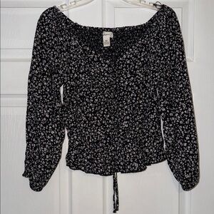 Floral Black and White Women's Top